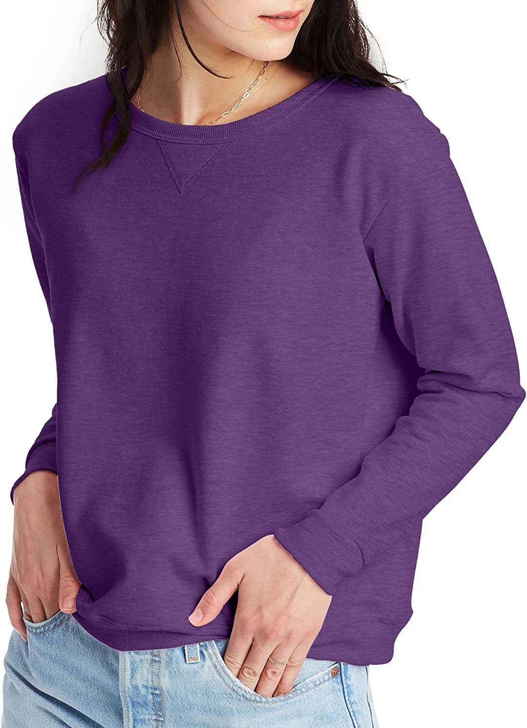 230527231935079_1 Hanes Women's Crewneck Sweatshirt, EcoSmart Fleece Women's Pullover Sweatshirt, Sweatshirt for Women - Image 1